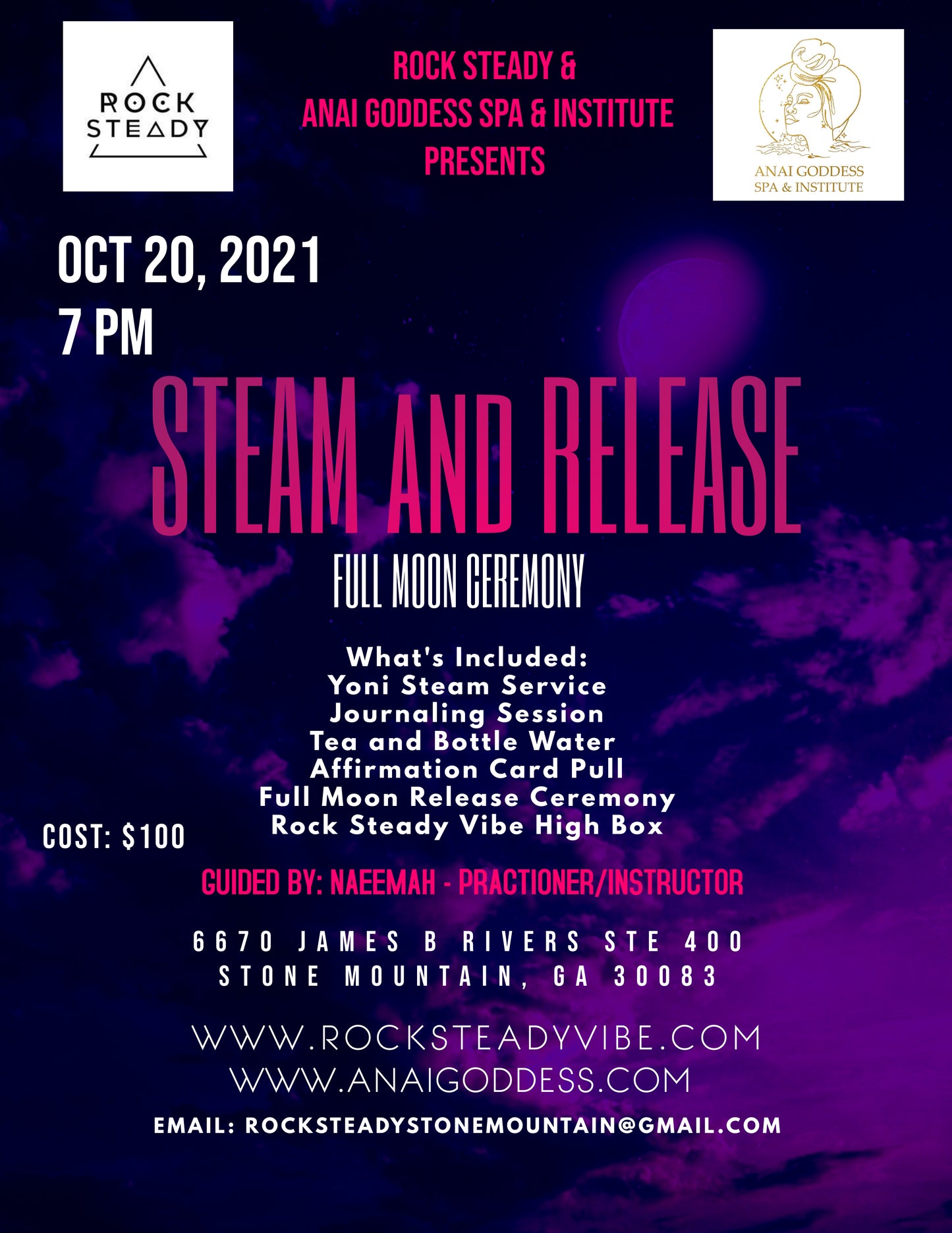 STEAM AND RELEASE FULL MOON CEREMONY