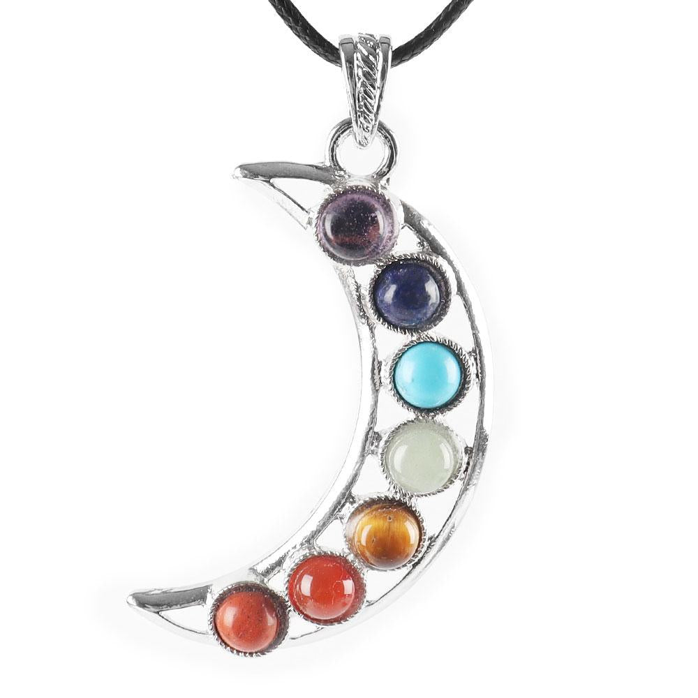 Chakra Half-Moon 7 stone Pendant