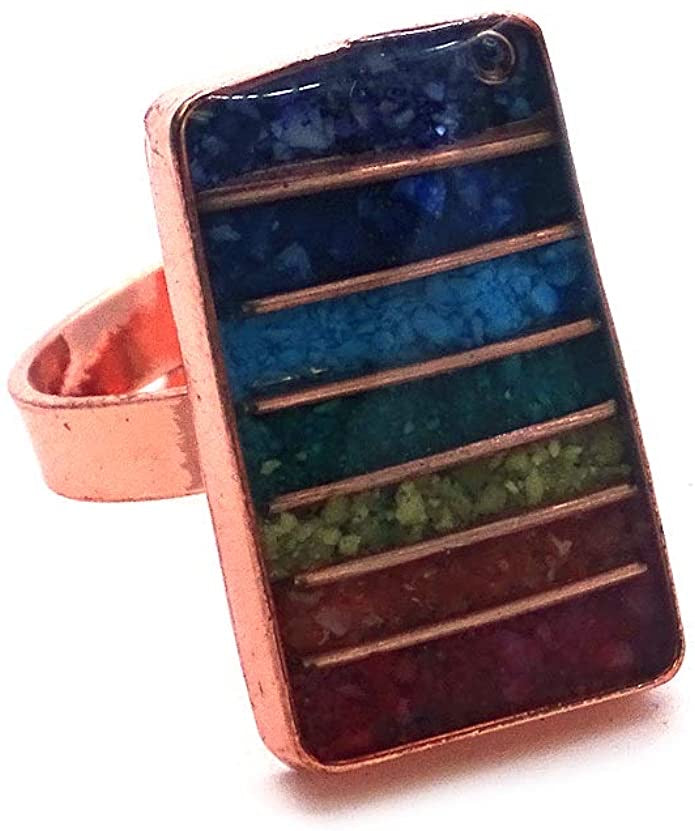 Chakra Striped Stone Chip Ring