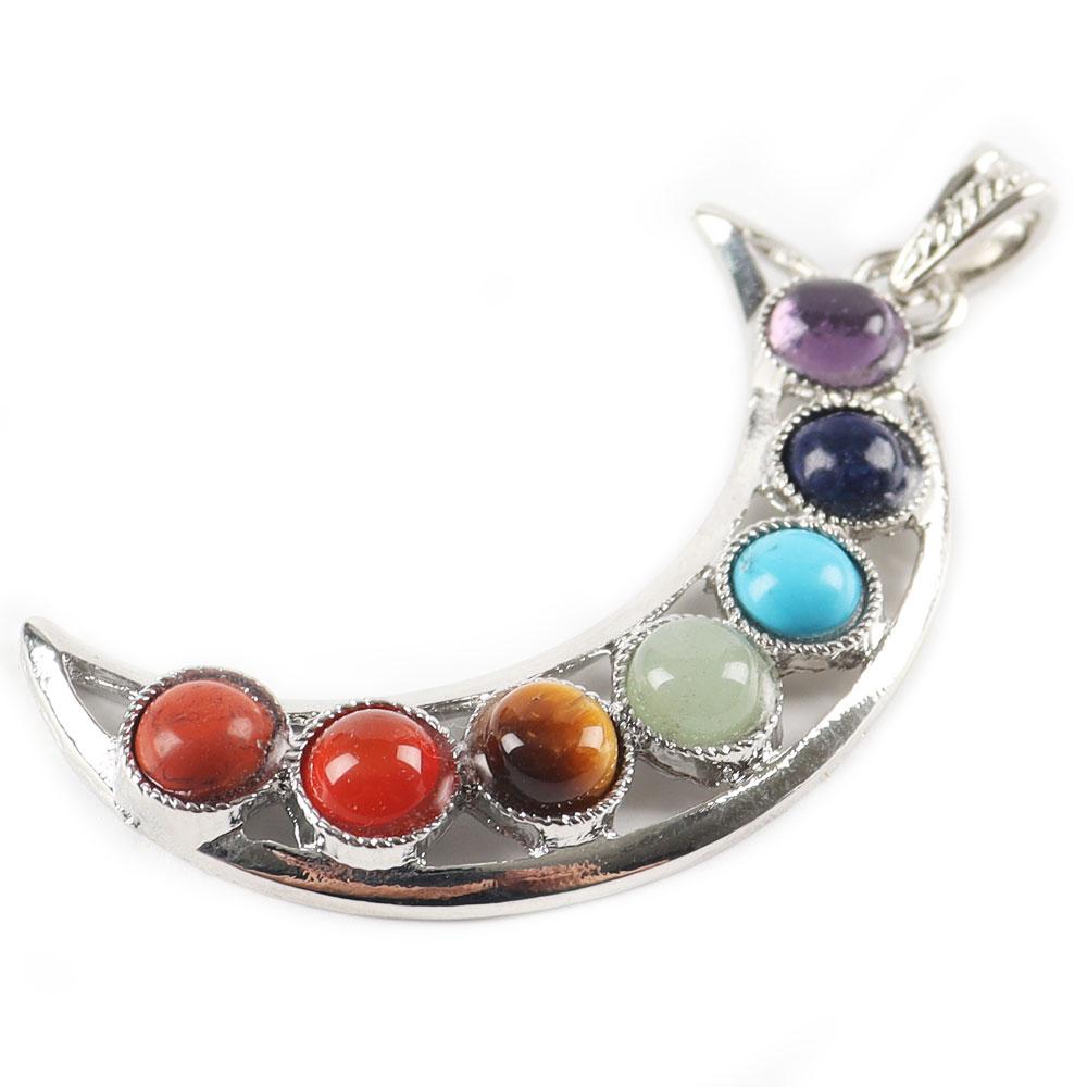 Chakra Half-Moon 7 stone Pendant