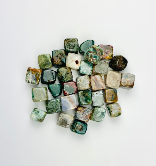 Moss Agate Cube Tumbled